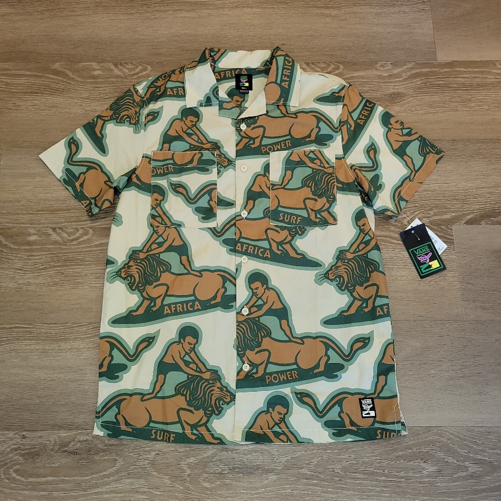 Vans x Mami Wata Africa Surf Woven Button Up Shirt Mens Small New